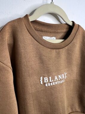 Blank Essentials Brown Logo Crewneck Sweatshirt NWT Size 7-8y